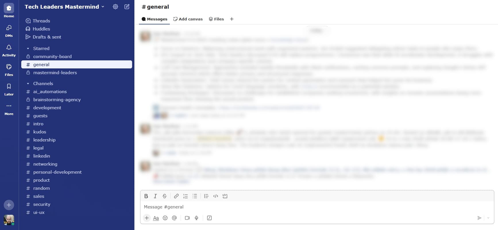 Vibrant Slack channels